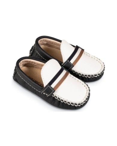 Δερμάτινο Δίχρωμο Loafer  BS3079 Λευκό Μπλε