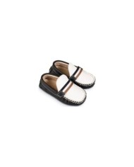 Δερμάτινο Δίχρωμο Loafer  BS3079 Λευκό Μπλε