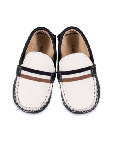 Δερμάτινο Δίχρωμο Loafer  BS3079 Λευκό Μπλε