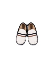 Δερμάτινο Δίχρωμο Loafer  BS3079 Λευκό Μπλε