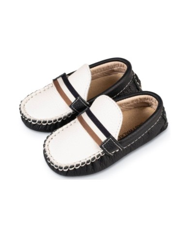 Δερμάτινο Δίχρωμο Loafer  BS3079 Λευκό Μπλε