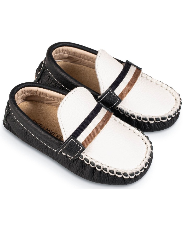 Δερμάτινο Δίχρωμο Loafer  BS3079 Λευκό Μπλε