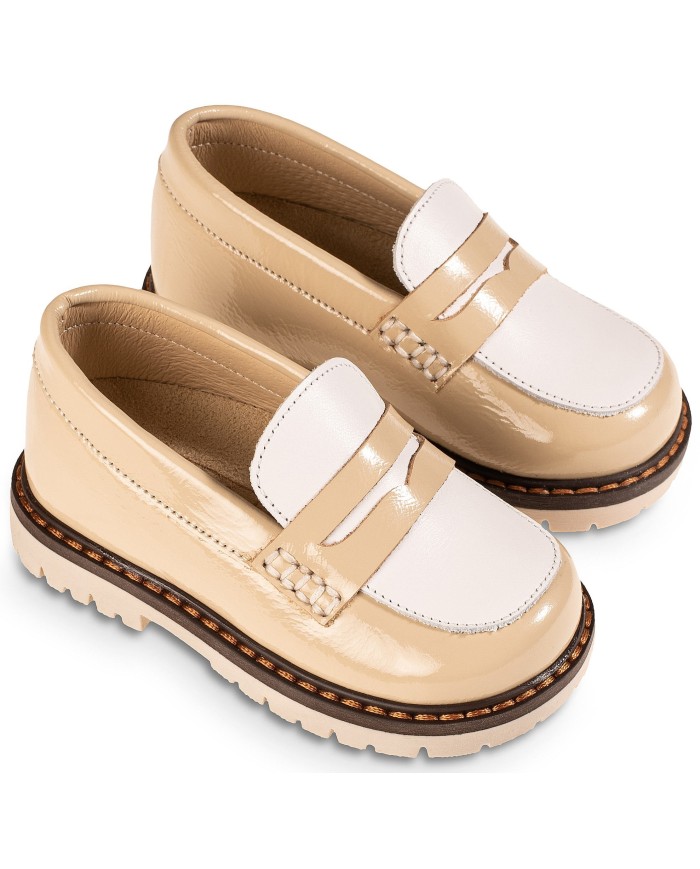 Τρίχρωμο  Loafer EXC5256 Μπεζ Λευκό