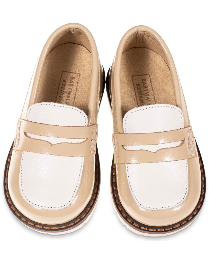 Τρίχρωμο  Loafer EXC5256 Μπεζ Λευκό