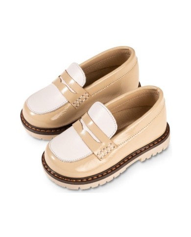 Τρίχρωμο  Loafer EXC5256 Μπεζ Λευκό