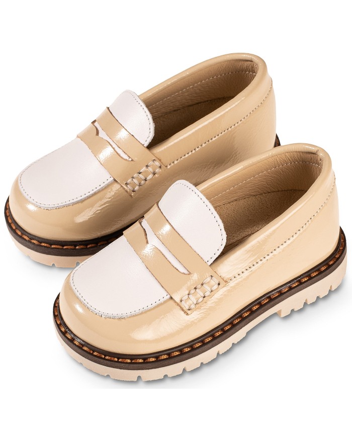 Τρίχρωμο  Loafer EXC5256 Μπεζ Λευκό